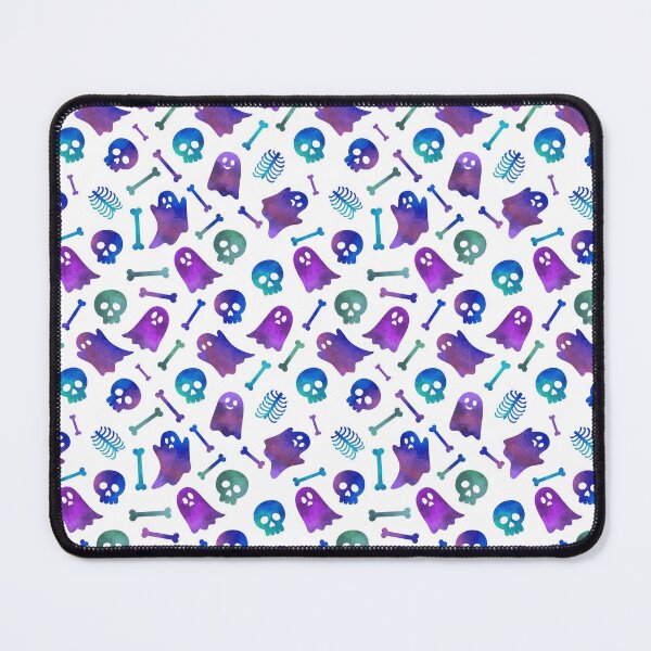 Item preview, Cute Blue Purple Watercolor Ghosts Skulls Bones Halloween Pattern designed and sold by Zazizu.