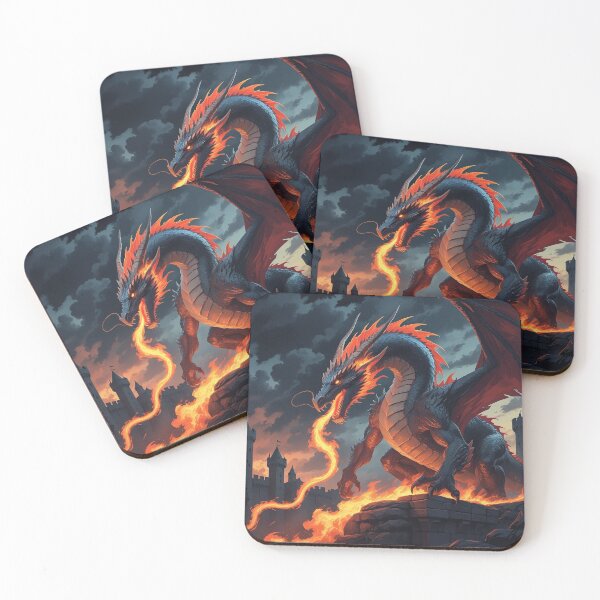 Item preview, Fire Dragon Fantasy Art | Epic Dragon Castle designed and sold by AEVORI.