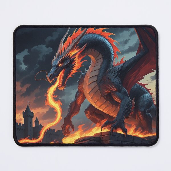 Item preview, Fire Dragon Fantasy Art | Epic Dragon Castle designed and sold by AEVORI.