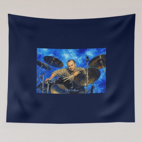 Aperçu de l'œuvre Tableau de Phil Collins avec sa batterie et ses cymbales créée et vendue par Halifaxartguy.
