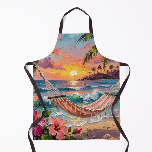 Item preview, Tropical Sunset Hammock Beach Paradise | Vibrant Coastal Wall Art designed and sold by DreamyWallVibes.