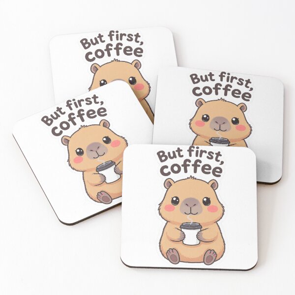 Item preview, Cute Capybara Drinking Coffee - But First Coffee designed and sold by QutteshopLM .