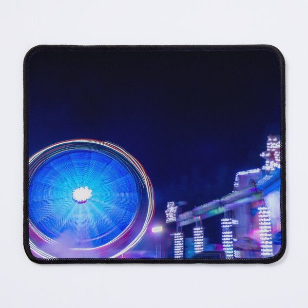 Item preview, Blue Light Ferris Wheel Motion At Night Carnival With Colorful Neon Amusement Ride designed and sold by Nmallia.