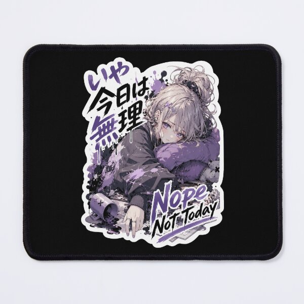 Item preview, Nope Not Today Japanese Cute Art (今日は無理) - Tired Purple Mood Design designed and sold by Japan-kanji-ya.