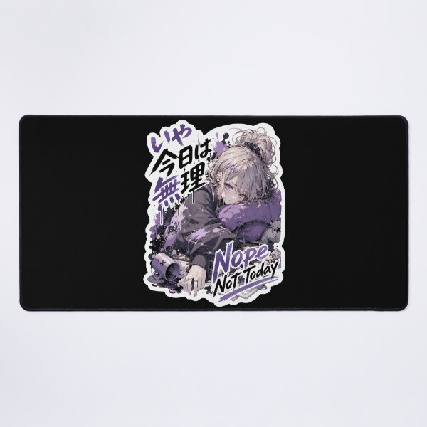 Item preview, Nope Not Today Japanese Cute Art (今日は無理) - Tired Purple Mood Design designed and sold by Japan-kanji-ya.