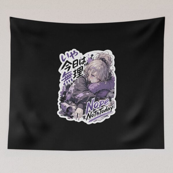 Item preview, Nope Not Today Japanese Cute Art (今日は無理) - Tired Purple Mood Design designed and sold by Japan-kanji-ya.