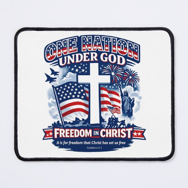 Item preview, One nation under God with Freedom in Christ it is for Freedom that Christ has set us free Patriotic Christian - Galatians 5:1 God Bless America designed and sold by FTLOG.