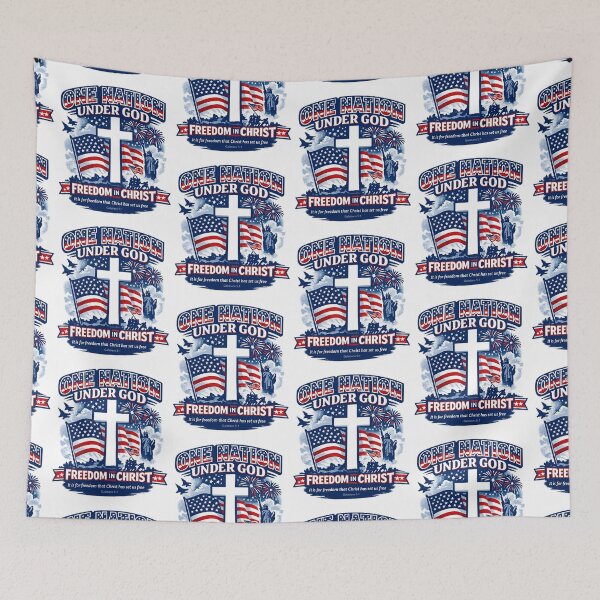 Item preview, One nation under God with Freedom in Christ it is for Freedom that Christ has set us free Patriotic Christian - Galatians 5:1 God Bless America designed and sold by FTLOG.