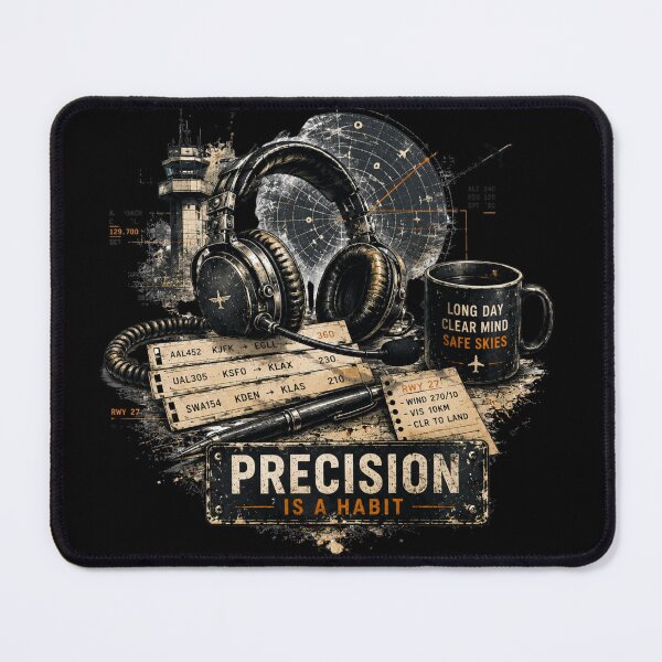 Item preview, Precision Is A Habit Air Traffic Controller Vintage Aviation Graphic designed and sold by Rudinho102.