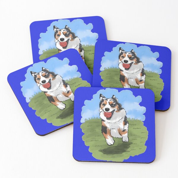 Item preview, Happy Australian Shepherd Running with Ball designed and sold by Littlespetshop.