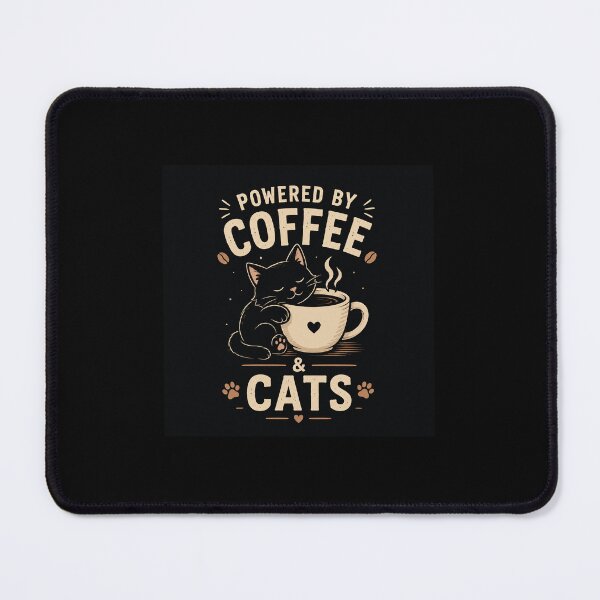 Item preview, Powered by Coffee & Cats Cute Black Cat Coffee Lover Retro Vintage Design designed and sold by AmongWorld.