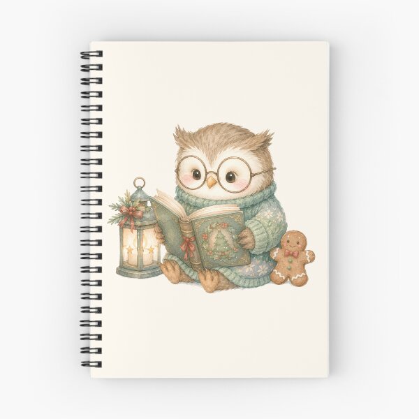 Item preview, Cute Christmas Owl Reading Book | Cozy Winter Kawaii Watercolor Illustration designed and sold by looplandger.