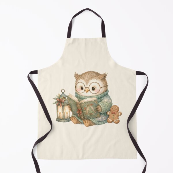 Item preview, Cute Christmas Owl Reading Book | Cozy Winter Kawaii Watercolor Illustration designed and sold by looplandger.