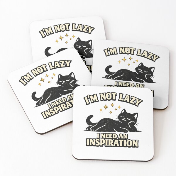 Item preview, Funny Black Cat Design, I'm Not Lazy I Need an Inspiration designed and sold by MystiqSlav.