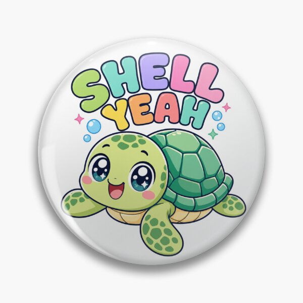 Item preview, Shell Yeah Cute Kawaii Turtle Saying designed and sold by BoosterShop.