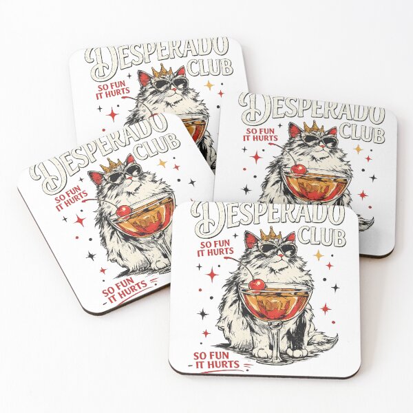 Item preview, The Desperado Club Funny Cat Cocktail Retro Vintage Party Design designed and sold by pingodesign.
