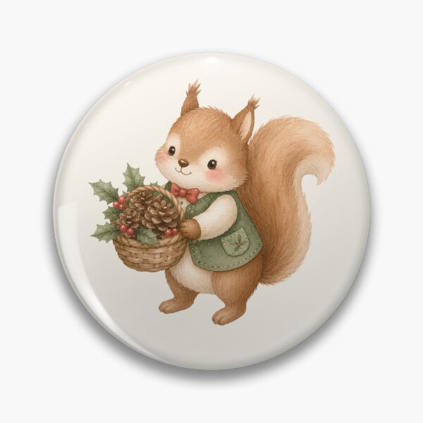 Item preview, Cute Christmas Squirrel with Pinecones | Kawaii Winter Woodland Watercolor designed and sold by looplandger.