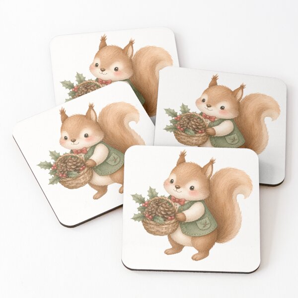 Item preview, Cute Christmas Squirrel with Pinecones | Kawaii Winter Woodland Watercolor designed and sold by looplandger.