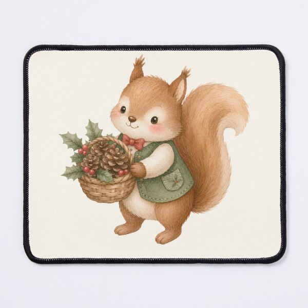 Item preview, Cute Christmas Squirrel with Pinecones | Kawaii Winter Woodland Watercolor designed and sold by looplandger.