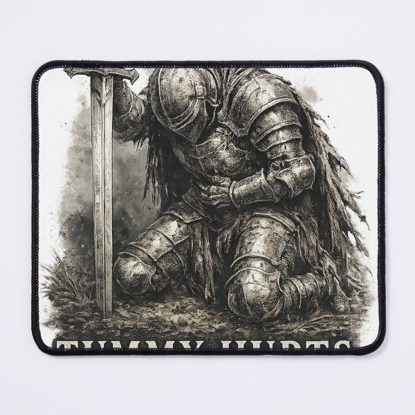 Item preview, Funny Tummy Hurts Medieval Knight Dark Fantasy Meme Vintage Design designed and sold by pingodesign.