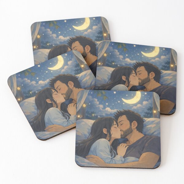 Item preview, Cozy Anime Couple Kissing Under Starry Night designed and sold by     Pink Chaos Club.