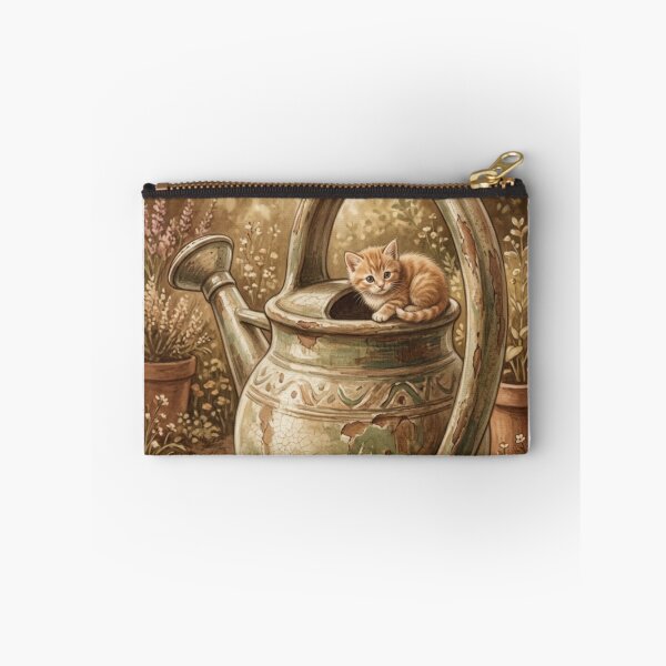 Item preview, Tiny Kitten on a Giant Vintage Watering Can Miniature Illustration designed and sold by DuckOddity.