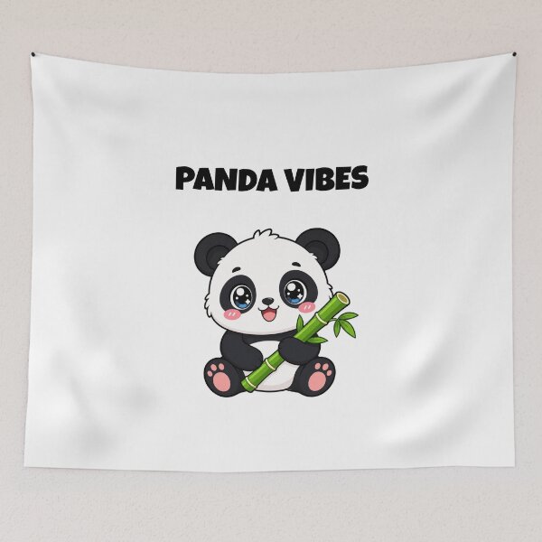 Item preview, Panda Vibes Cute Kawaii Panda with Bamboo designed and sold by BoosterShop.