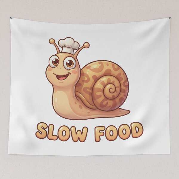Item preview, Slow Food Funny Snail Illustration – Fast Food Parody Humor Design 2 designed and sold by WordPlayStudio.
