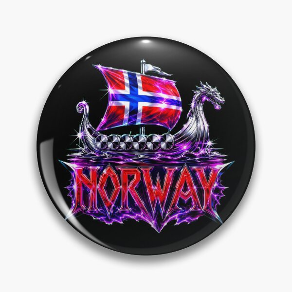 Item preview, Norway Viking Longship Retro Chrome Metal Graphic designed and sold by Vermanartist.