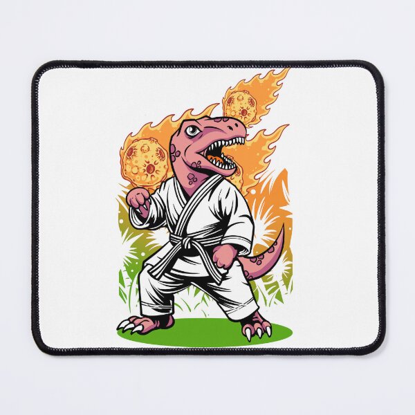 Item preview, Cute Dinosaur Karate Fighter with Fireballs Cartoon Vector Illustration designed and sold by phsycartwork.