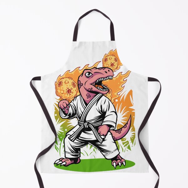 Item preview, Cute Dinosaur Karate Fighter with Fireballs Cartoon Vector Illustration designed and sold by phsycartwork.