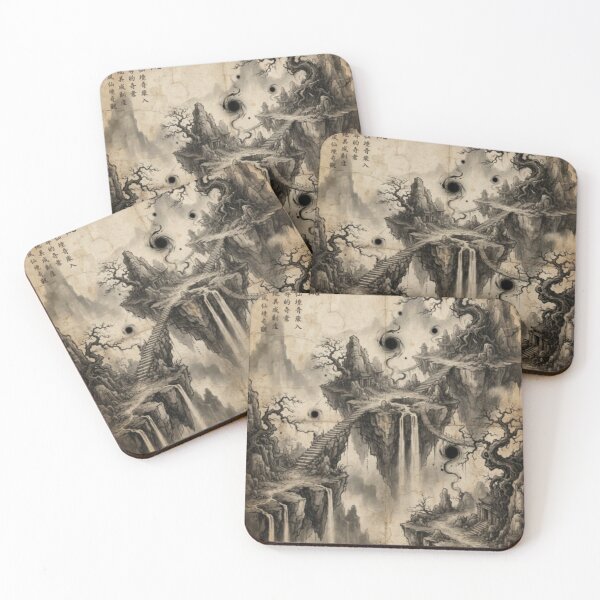 Item preview, Floating Magical Islands Sumi-e Ink Wash designed and sold by DuckOddity.