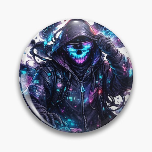 Item preview, Neon Skull Hacker – Cyberpunk Sticker designed and sold by blossomfun.