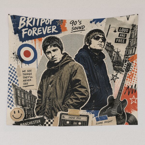 Aperçu de l'œuvre Collage musical rétro Britpop Forever créée et vendue par irfanedysud.