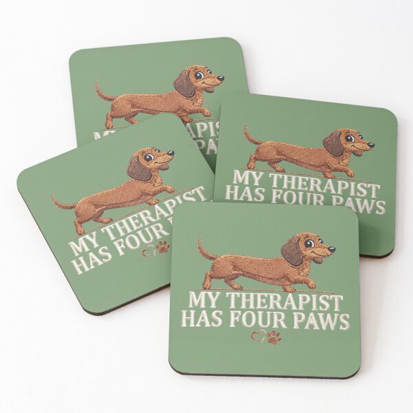 Item preview, Funny Dachshund My Therapist Has Four Paws Embroidery Design designed and sold by MegaNovaArt.