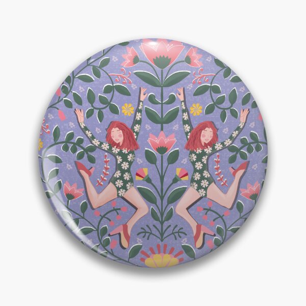 Item preview, Modern folk dancer, symmetrical pattern, medium blue background designed and sold by WONDERPRINTVALLEY.