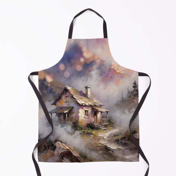 Item preview, Enchanted Misty Mountain Cottage Fantasy Landscape | Cozy Dream Home Wall Art designed and sold by DreamyWallVibes.