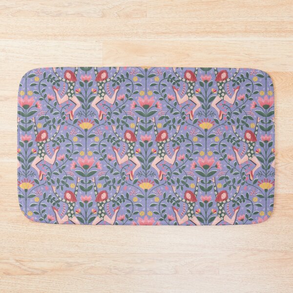 Item preview, Modern folk dancer, symmetrical pattern, medium blue background designed and sold by WONDERPRINTVALLEY.
