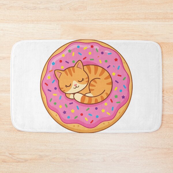 Item preview, Orange Tabby Cat Sleeping Pink Frosted Donut designed and sold by Arc2020.