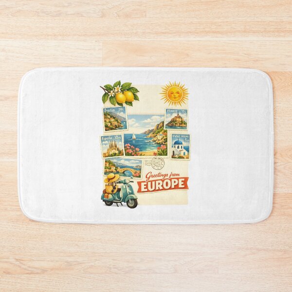 Item preview, European Summer Postcard Vintage Mediterranean Travel Collage Retro Stamp Art designed and sold by Artycom.