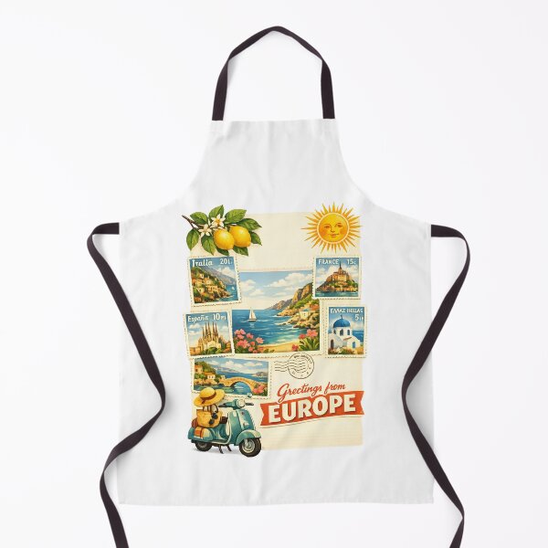 Item preview, European Summer Postcard Vintage Mediterranean Travel Collage Retro Stamp Art designed and sold by Artycom.