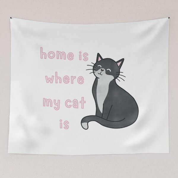 Item preview, Black and White Tuxedo Cat Home Is Where My Cat Is Cute Funny designed and sold by winterpumpkin.