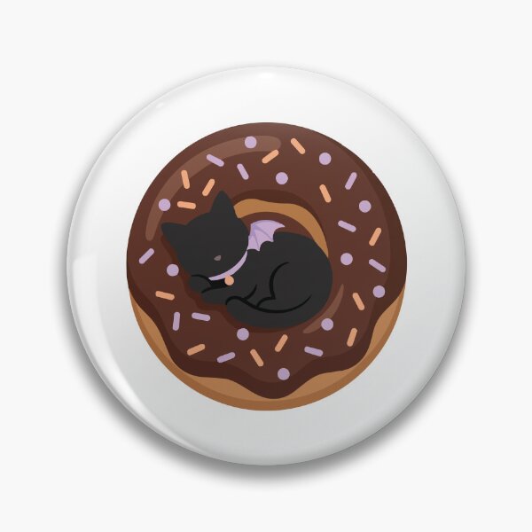 Item preview, Spooky Cute Black Cat Chocolate Glazed Donut designed and sold by ArcApparel2020.