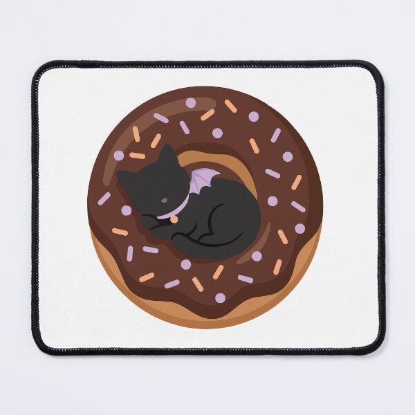 Item preview, Spooky Cute Black Cat Chocolate Glazed Donut designed and sold by ArcApparel2020.