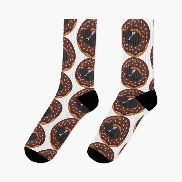 Item preview, Spooky Cute Black Cat Chocolate Glazed Donut designed and sold by ArcApparel2020.