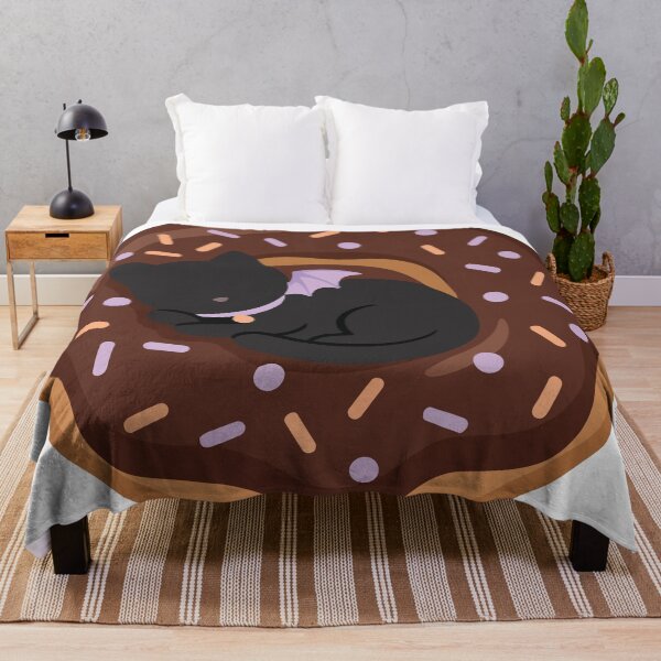 Item preview, Spooky Cute Black Cat Chocolate Glazed Donut designed and sold by ArcApparel2020.