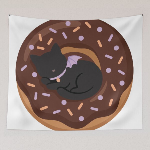 Item preview, Spooky Cute Black Cat Chocolate Glazed Donut designed and sold by ArcApparel2020.