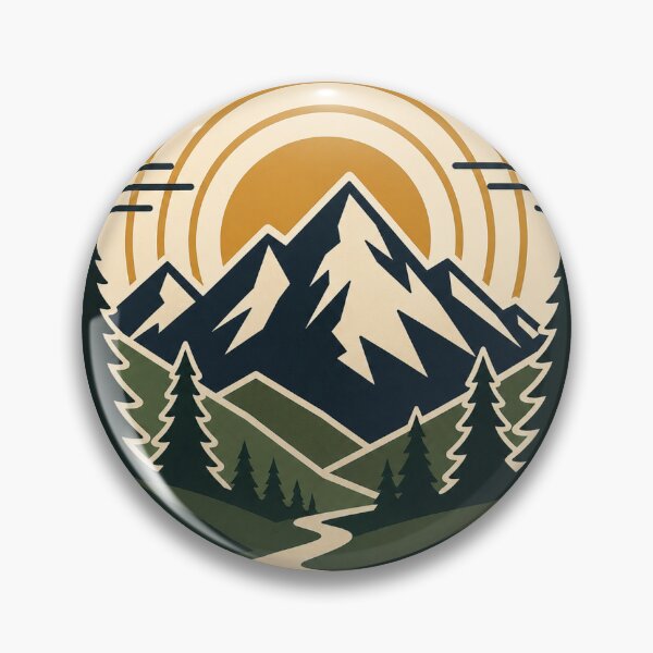 Item preview, Geometric Mountain Adventure Badge Sticker designed and sold by WildBloom Prints.