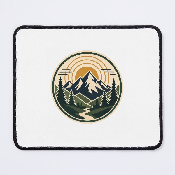 Item preview, Geometric Mountain Adventure Badge Sticker designed and sold by WildBloom Prints.