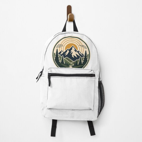 Item preview, Geometric Mountain Adventure Badge Sticker designed and sold by WildBloom Prints.